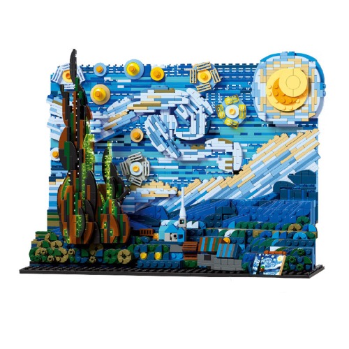 DG Dreams Starry Night Toy Building Set, Creative DIY 3D Stacking Blocks, Van Gogh MOC Toy Sets for Adults(1830 Pcs) - Extra Large