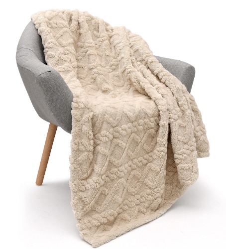 Sherpa Fleece Throw Blanket-3D Stylish Design, Super Soft,Fluffy,Warm,Cozy,Plush,Fuzzy for Couch Sofa Living Room Bed-All Season Accessories ,50" x 70" Beige - Beige 1 Layer 50" x 70"