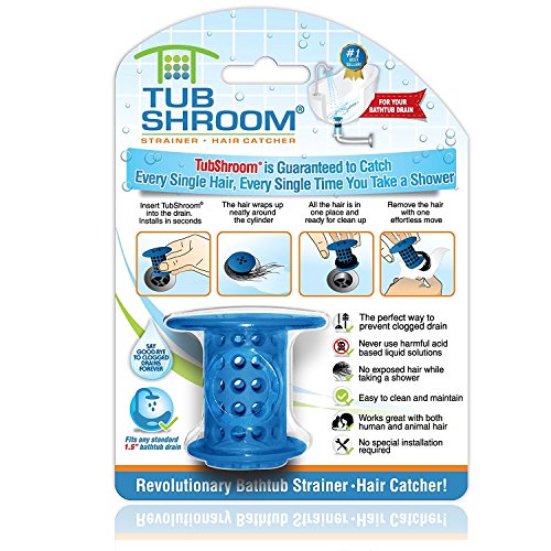 TubShroom Revolutionary Tub Drain Protector Hair Catcher/Strainer/Snare, Blue - Blue