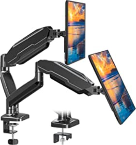 MOUNT PRO Dual Monitor Mount Fits 13 to 32 Inch Computer Screen, Height Adjustable Monitor Stand for 2 Monitors, Gas Spring Monitor Arm Holds up to 17.6lbs Each, Monitor Desk VESA Mount 75x75, 100x100