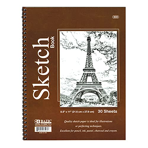 Bazic Spiral Bound Premium Sketch Book, 8.5 x 11 Inches, 30 Sheets (1 Book), (5045) - 1