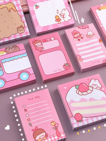 2pcs/Set Random Cute Cartoon Sticky Notes Book For Students, Memo Pad