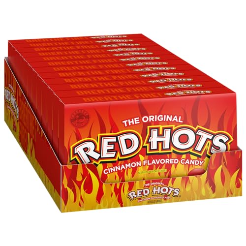 Wonka Red Hots, Cinnamon Flavored Hard Candy, 5.5 Ounce Theater Candy Boxes (Pack of 12) - Red Hots - Pack of 12