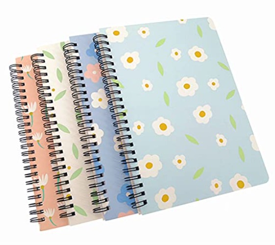 4 Pack A5 Spiral Notebook Journal,Wirebound Ruled Sketch Book NotePad Diary Memo Planner,A5 Size(8.3X5.7") & 80 sheets (Little flower) - Little flower