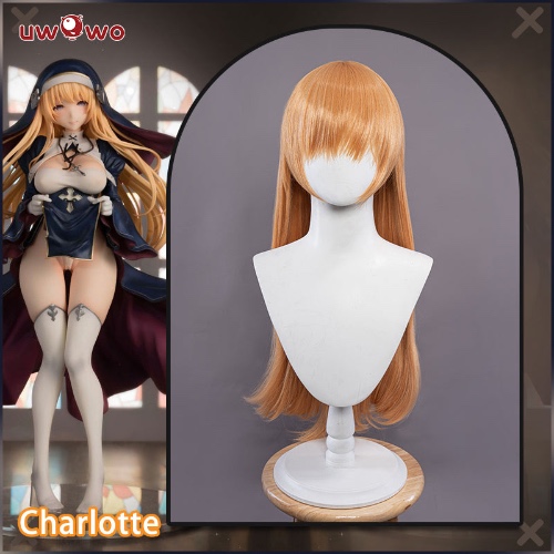 Uwowo Original Character Charlotte Figure Nun 18+ Cosplay Wig 70cm Orange Hair