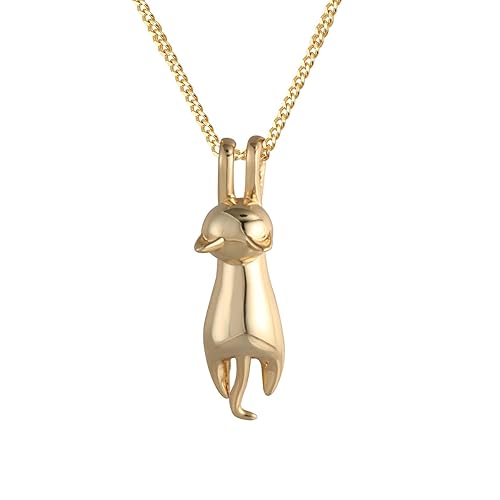 Sterling Silver Cat Necklace - Gold