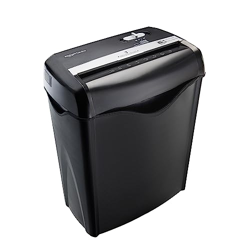Amazon Basics 6 Sheet Cross Cut Paper and Credit Card Home Office Shredder, Black - 6 Sheet