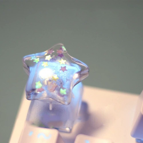 YupYay Personalized Transparent Star Keycap Handmade Keycap Cherry Profile Keycap Esc Backlit Keycap Gift R4 Height for Mechanical Keyboard MX Switch