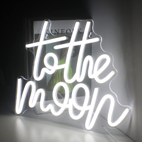 To The Moon Neon Signs, LooKLight Led Signs Neon Signs for Bedroom,Neon Signs for Wall Decor , USB Powered Led ,Moon Neon Signs for Wedding，Home Wall Decor Birthday Party ,Bedroom Decor,Game Room Decor,Aesthetic Room Decor,Valentines Day Decor - To the moon