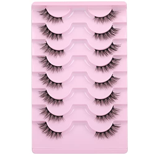 Half Lashes Natural Looking Cat Eye Lashes Accent Eyelashes Multi-layers Wispy Fluffy 3D Curly False Lashes Pack by Mavphnee - Half Lashes