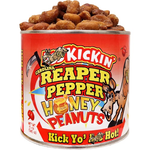 ASS KICKIN' Carolina Reaper Pepper Honey Spicy Hot Peanuts 12oz