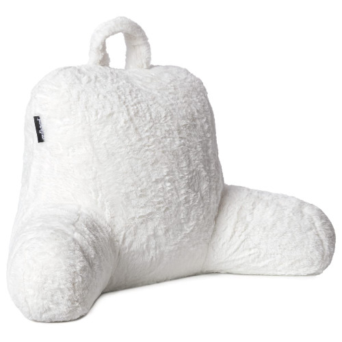 Milliard Reading Pillow with Shredded Memory Foam, Back Rest Pillow for Sitting in Bed with Faux Fur Removable Cover