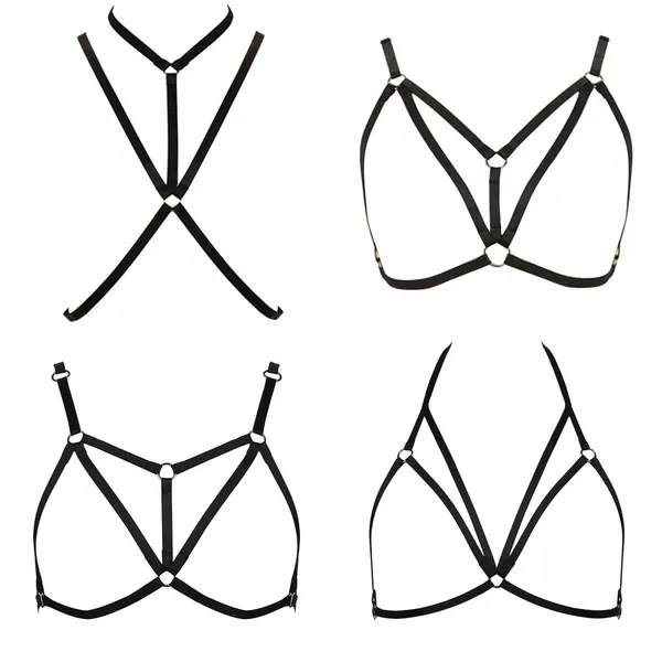 ADRAMATA Sexy Lingerie for Women Cage Bra Harness Cupless Strappy Bralette Plus Size 4 Pcs …