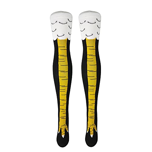 Crazy Funny Chicken Legs Feet Over The Knee 21.65in Socks, Funny Gifts For Party Novelty Socks For Women 6-10 - One Size - 1#over the Knee(21.65in/55cm)