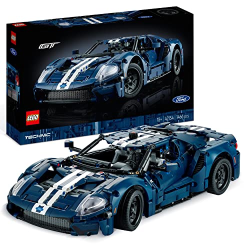 LEGO 42154 Technic 2022 Ford GT Car Model Kit for Adults to Build, 1:12 Scale Supercar with Authentic Features, Advanced Collectible Set - Single