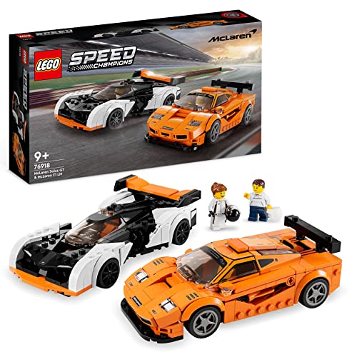 LEGO Speed Champions McLaren Solus GT & McLaren F1 LM, 2 Iconic Race Car Toys for Boys & Girls, Hypercar Model Building Kit, Collectible 2023 Set 76918 - Single