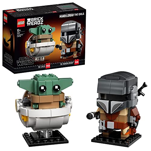 LEGO 75317 BrickHeadz Star Wars The Mandalorian & The Child 'Baby Yoda' Building Toy, Collectible Model Figures Set, Gift Idea - single