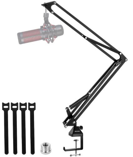 Boom Arm for HyperX QuadCast Microphone, BILIONE Adjustable Heavy Duty Suspension Boom Scissor Arm Stand, Professional Mic Stand for HyperX QuadCast, DuoCast - Large