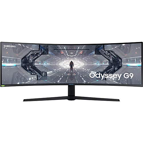 SAMSUNG 49” Odyssey G9 Gaming Monitor, 1000R Curved Screen, QLED, Dual QHD Display, 240Hz, NVIDIA G-SYNC and FreeSync Premium Pro, LC49G95TSSNXZA, Black - Black and White - 49-inch G9 - Dual QHD, 240Hz - DisplayPort Cable Only