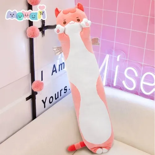 Squisheen Long Cat Kitten Plush Squishy Pillow | Kitten Pink / Superb/52 inch
