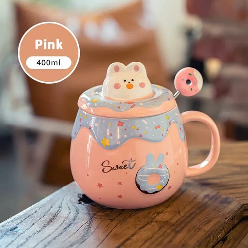 Donut Cat Ceramic Mug | Pink
