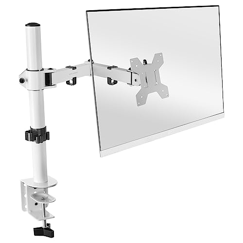 Mars Gaming MARM1 Blanco, Soporte de Monitor de Brazo para Pantallas hasta 32”, Articulado y Regulable en Altura, Estructura Robusta, Compatible con VESA75 y VESA100 - MARM1W