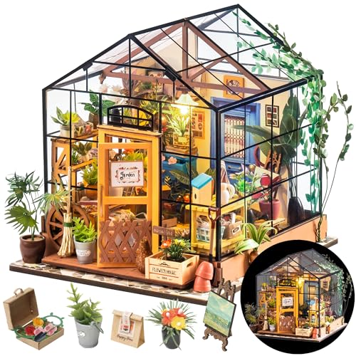 Rolife DIY Miniature House Kit Greenhouse, Tiny for Adults to Build, Mini House Making Kit with Furnitures, Halloween/Christmas Decorations/Gifts for Family and Friends (Cathy's Greenhouse) - DG - Cathy's Greenhouse