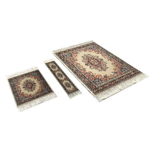 Set of Rug Mouse Pad + Coaster + Bookmark - Oriental Style Carpet Mousemat Miniature Rug (Beige) - Beige