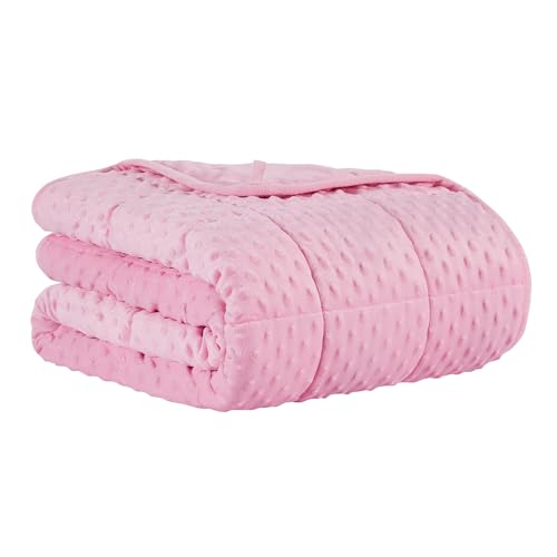 CuteKing Weighted Blanket - Weighted Blanket with Premium Glass Beads - Heavy Blanket Crystal Velvet for Comfort Sleep - Thick Blanket All Season (10lbs, 40"x60", Twin, Pink Bubble) - Pink Bubble - 40x60-10lbs