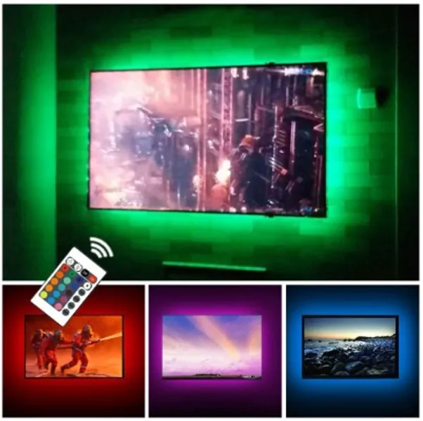 USB TV Backlight LED Strip Lights Kit for 24 to 60 inches Smart TV Sony LG Monitor, HDTV Wall Mount Stand Work Space Gaming Room Decor, LED Bias Ambient Mood Lighting