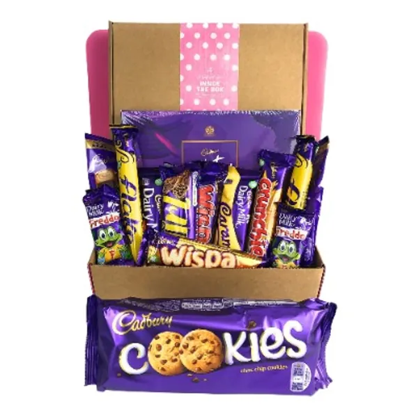 Cadbury Chocolate Selection Gift Box in Pink with Polka Dot detail | by Inside the Box Gifts (Pink)