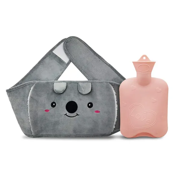 Apostle Rubber Water Bag /Pouch with Soft Plush Hand Waist Warmer Cover, Hot and Cold Relief (Pink)