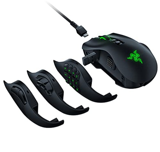 Razer Naga Pro Wireless Gaming Mouse: Interchangeable Side Plate w/ 2, 6, 12 Button Configurations - Focus+ 20K DPI Optical Sensor - Fastest Gaming Mouse Switch - Chroma RGB Lighting - Mouse - Naga Pro