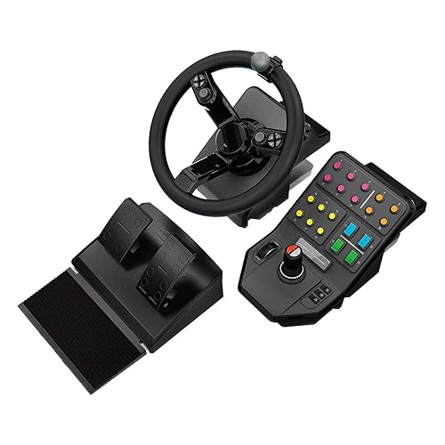 Logitech G Farm Simulator Heavy Equipment Bundle (2nd Generation), Steering Wheel Controller for Farm Simulation 22 (or Older), Pedals, Vehicle Side Panel Control Deck for PC - Equipment Bundle