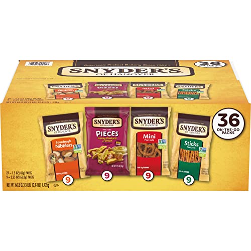 Snyder's of Hanover, Variety Pack Pretzels, Individual Packs, 4 Flavors, 36 Ct (Pack of 36) - Variety Pack - 36 Count