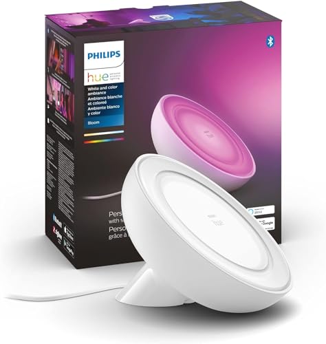 Philips Hue Bloom Smart Table Lamp, White - White and Color Ambiance LED Color-Changing Light - 1 Pack - Control with Hue App - Works with Alexa, Google Assistant, and Apple Homekit - Bloom