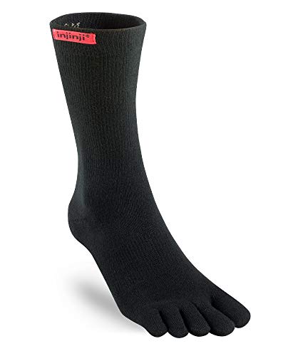 injinji Men's Sport Crew Toesocks - Medium - Black