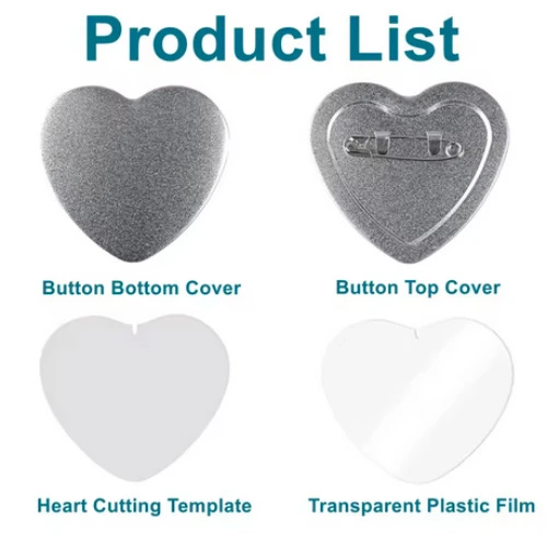 100pcs Heart-shaped Badge Parts 57mm