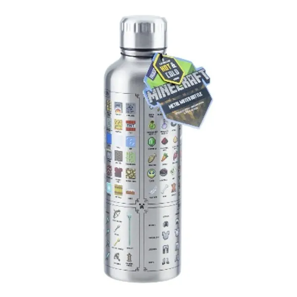 Paladone Minecraft Metal Water Bottle | Officially Licensed Gaming Merchandise