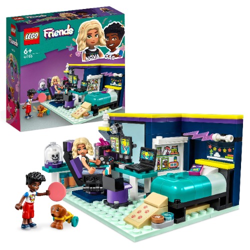 LEGO 41755 Friends Nova's Room Gaming Themed Bedroom Playset, Collectible Toy with Zac Mini-Doll and Pickle the Dog, Small Gift Idea for Kids 6+, 2023 Characters