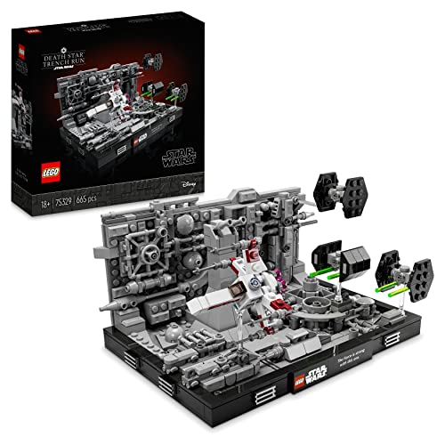 LEGO 75329 Star Wars Death Star Trench Run Diorama Set for Adults, Room Décor Memorabilia Gift with Darth Vader’s TIE Advanced fighter - Single