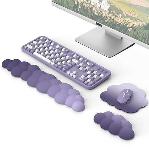 MoKo Cloud Wrist Rest, Ergonomic Cloud Keyboard Wrist Rest with Mouse Rest Wrist Pad, Durable Polyester Cloud Arm Rest Wrist Pad for Keyboard and Mouse for Office, Gaming, Computer, Laptop, Purple - Gradient Purple