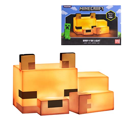 Paladone Minecraft Fox Night Light | Officially Licensed | Bedroom Décor and Desk Lamp, Black - Single