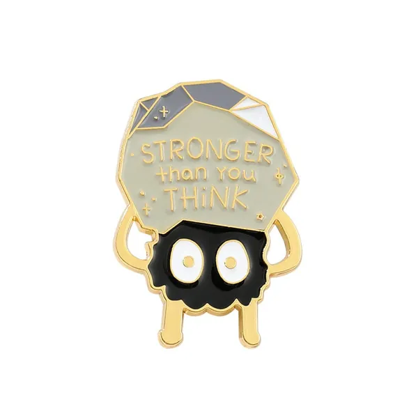 Stronger Than You Think Soot Sprite Enamel Brooch Pin Cartoon My Neighbor Totoro Brooch Hat Bag Lapel Pins Badges Fashion Jewelry Collection Badge Gift