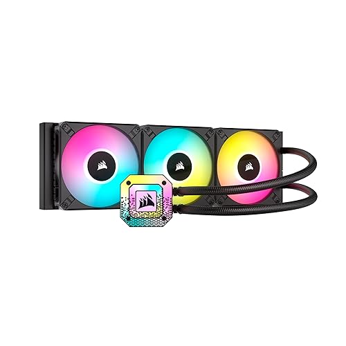 Corsair iCUE H150i Elite CAPELLIX XT Desktop Liquid CPU Cooler - Three AF120 RGB Elite Fans - 360mm Radiator - Intel® LGA 1700, 1200, 115X, 2066, AMD® AM5, AM4 - Included iCUE Commander CORE - Black - ELITE CAPELLIX XT - 360mm AIO - Black