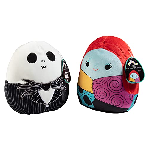 SQUISHMALLOW 8" Jack and Sally - Nightmare Before Christmas Official Kellytoy Halloween - Cute and Soft Plush Stuffed Animals -Set of 2 - Great Gift for Kids - Ages 2+