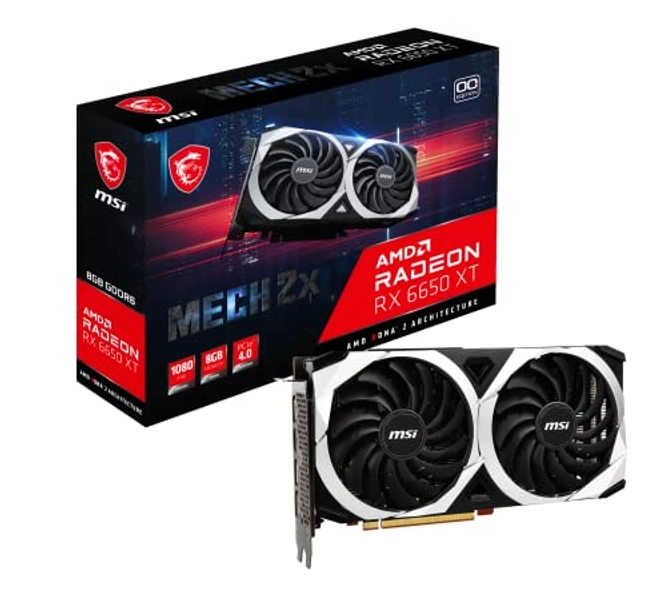 MSI Gaming Radeon RX 6650 XT 128-bit 8GB GDDR6 DP/HDMI Dual Torx 3.0 Fans FreeSync DirectX 12 VR Ready OC Graphics Card (RX 6650 XT MECH 2X 8G OC)