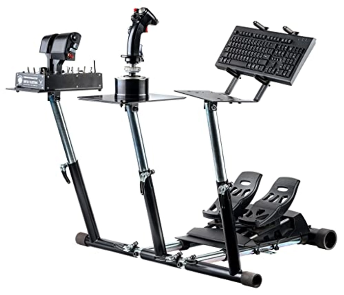 Wheel Stand Pro Super Warthog Wheel stand Compatible With Thrustmaster HOTAS WARTHOG™, Honeycomb Alpha Bravo and Saitek pedals. Pedals/mouse/keyboard/throttles not included.