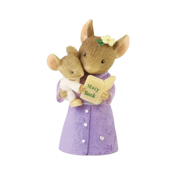 Enesco Tails wth Heart Mother Mouse Reading to Baby Miniature Figurine, 2.12 Inch, Multicolor - 
