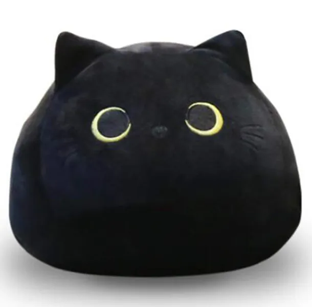 Gardening Spring-Plush Toy Black Cat Plush Toy Creative Cat Shape Pillow Gift Animal Dolls (55CM/21.7") - 55 cm/21.7 in